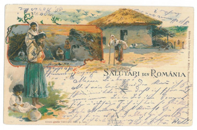2952 - ETHNIC, Country life, Litho, Port Popular - old postcard - used - 1898 foto