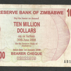 ZIMBABWE 10000000 10.000.000 DOLARI DOLLARS 2008 [18] P-55