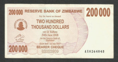 ZIMBABWE 200000 200.000 DOLARI DOLLARS 2007 [5] P-49 , XF foto