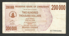 ZIMBABWE 200000 200.000 DOLARI DOLLARS 2007 [18] P-49 , VF foto