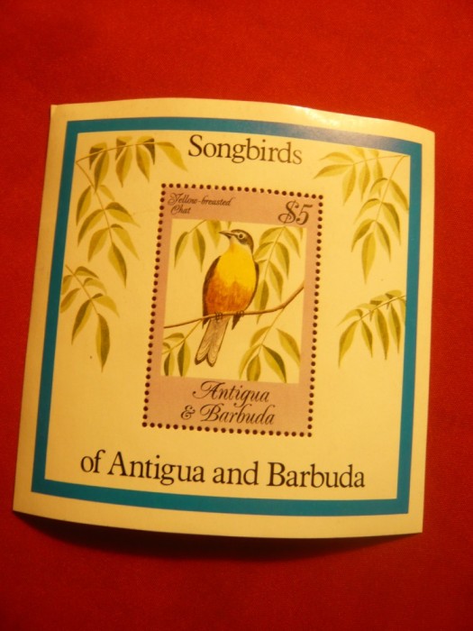 Colita Fauna- Pasari 2002 - bloc Antigua si Barbuda