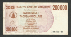 ZIMBABWE 200000 200.000 DOLARI DOLLARS 2007 [16] P-49 , VF foto