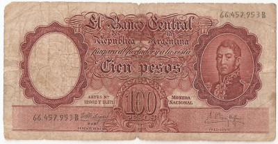 ARGENTINA 100 PESOS ND(1957) U foto