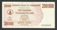 ZIMBABWE 200000 200.000 DOLARI DOLLARS 2007 [3] P-49 , XF+ foto