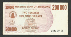 ZIMBABWE 200000 200.000 DOLARI DOLLARS 2007 [04] P-49 , XF foto