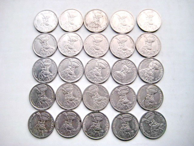 7843-Set 26 monede 100 lei Monede Mihai Viteazu Romania 1994-3cm.