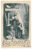 814 - ETHNIC woman, port popular, Litho - old postcard - used - 1901, Circulata, Printata