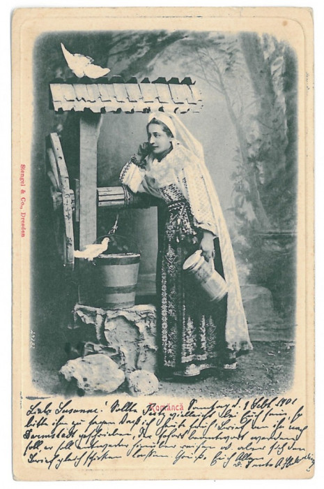 814 - ETHNIC woman, port popular, Litho - old postcard - used - 1901