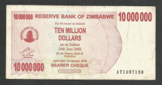 ZIMBABWE 10000000 10.000.000 DOLARI DOLLARS 2008 [20] P-55 foto