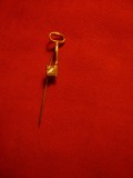 Insigna Cheie- cu litera Z , metal aurit , h= 1,7 cm