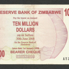 ZIMBABWE 10000000 10.000.000 DOLARI DOLLARS 2008 [10] P-55 , VF+