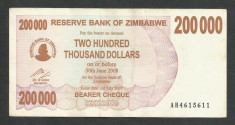 ZIMBABWE 200000 200.000 DOLARI DOLLARS 2007 [8] P-49 , XF foto