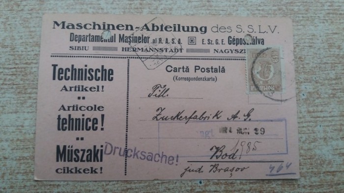 C.P. Reclama - Sibiu Brasov Bod 1924.