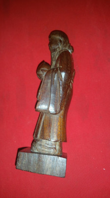 Statueta veche lemn- Zeitate ,semnat pe spate soclu H= 18,5 cm ,sculptat manual foto