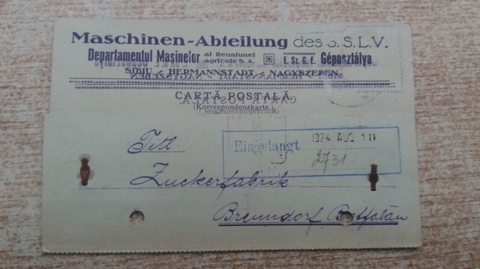 C.P. Reclama - Sibiu 1924.
