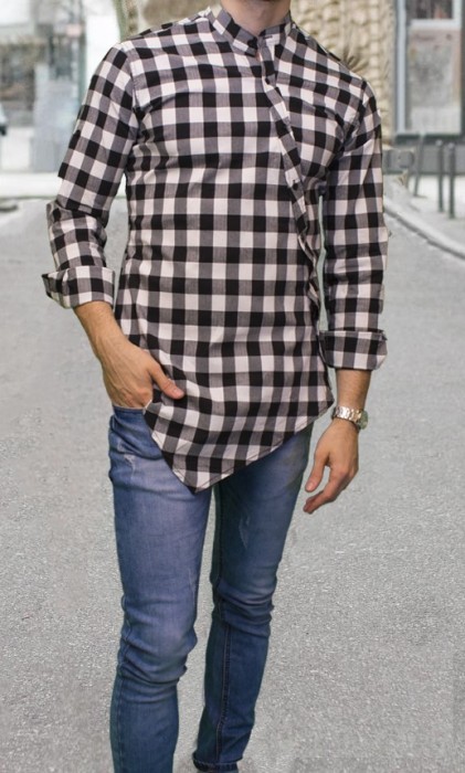 Camasa asimetrica barbat- camasa slim fit camasa carouri camasa eleganta cod 156 Camasa asimetrica barbat- camasa slim fit camasa carouri camasa eleganta cod 156
