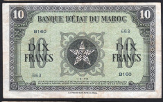 Maroc 10 Francs s663 1943 P#25 foto