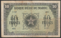 Maroc 10 Francs s480 1943 P#25 foto