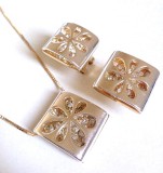 Set bijuterii dama 3D-colier si cercei-placat cu aur 18k