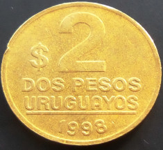 Moneda 2 Pesos Uruguayanos - URUGUAY, anul 1998 *cod 873 --- XF foto