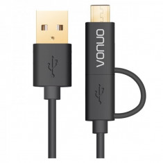 Cablu de date USB - MicroUSB USB Type-C Vonuo 2in1 1m Blister Original foto