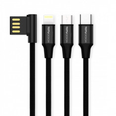 Cablu de date USB - MicroUSB USB Type-C Lightning TotuDesing 3in1 1.5m Blister Original foto