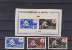 ROMANIA 1943 LP 151 LP 152 CRUCEA ROSIE SERIE SI COLITA MNH foto