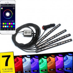 Banda Led RGB pentru interior/exterior cu BlueTooth - 4 bucati foto