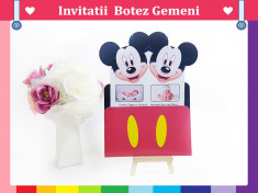 Invitatii Botez Gemeni - Mickey-Minnie Varianta 1 foto