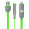 Cablu date USB - Lightning MicroUSB Clues X3-01 Flat verde Blister