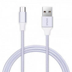 Cablu de date USB - MicroUSB Vonuo Nylon 1m argintiu Original foto