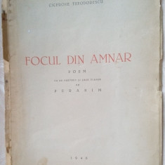 CICERONE THEODORESCU - FOCUL DIN AMNAR (POEM, 1946) [PORTRET + 6 PLANSE PERAHIM]