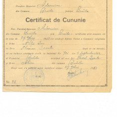 Z101 DOCUMENT VECHI -CERTIFICAT DE CUNUNIE -EPARHIA ,,DUNAREA DE JOS" -ANUL 1953