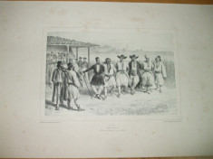 Cerneti Valahia la joc dans valah 9 iulie 1837 A. Raffet Paris 1839 gravura foto