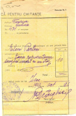 Z58 DOCUMENT VECHI -CHITANTA TAXA REPARATII IMOBIL- ELENA PARTENI -SULINA-1923 foto