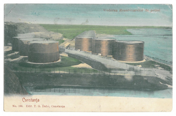 4048 - CONSTANTA, oil tanks, Romania - old postcard - used - 1909