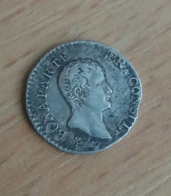 Quart 1/4 franc 1803 Napoleon Bonaparte. foto