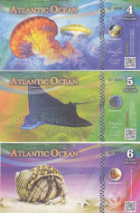 Bancnota Atlantic Ocean 4, 5 si 6 Dolari 2017 - PNew UNC ( set x3 bancnote ) foto