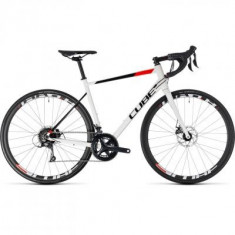 BICICLETA CUBE ATTAIN PRO DISC White Red 2018 foto