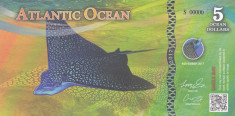 Bancnota Atlantic Ocean 5 Dolari 2017 - PNew UNC SPECIMEN (serie S 00000) foto