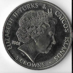Moneda 5 crowns 2002 - Turks &amp;amp; Caicos, UNC foto