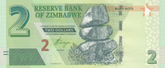 Bancnota Zimbabwe 2 Dolari 2016 - PNew UNC ( Bond Note - prima serie AA ) foto