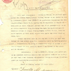 Z85 DOCUMENT VECHI-ACT DE VANZARE-CUMPARARE ANUL1915-IONITA POROJAN-ION CATANOIU