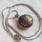 Medalion AZTEC cu Cap INDIAN si FLUTURE email in 2 culori CU 2 fete +Lant argint