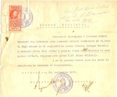 Z109 DOCUMENT VECHI-DOVADA -LICEUL MIHAI EMINESCU DIN SATU MARE-ELEV IOAN NITA