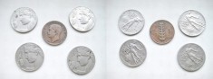 5 monede vechi Italia bronz/ nichel- crom.