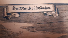 Tablou din cupru &amp;quot; Markt zu Munchen&amp;quot; germania vintage foto