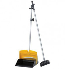 SET MATURA-RACLETA CU MANER SI FARAS, ANTRACIT/GALBEN - DUSTPAN DES, VERMOP foto