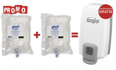 Pachet promotional Dozator GOJO + 2 rezerve Gel dezinfectant Purell, NXT 1000 ml foto