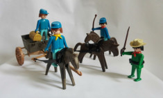 Lot figurine Playmobil Geobra 1974 Vestul salbatic, trasura cai omuleti bandit foto
